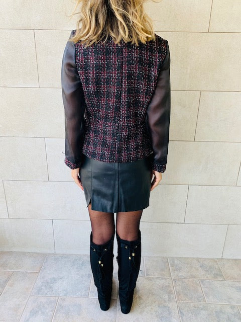 Burgundy Coco Tweed Top