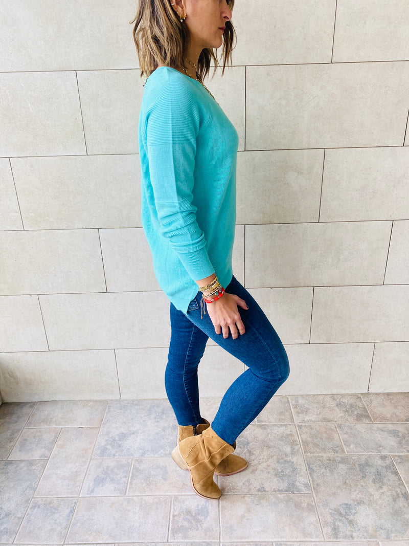 Turquoise Light Knit Pullover