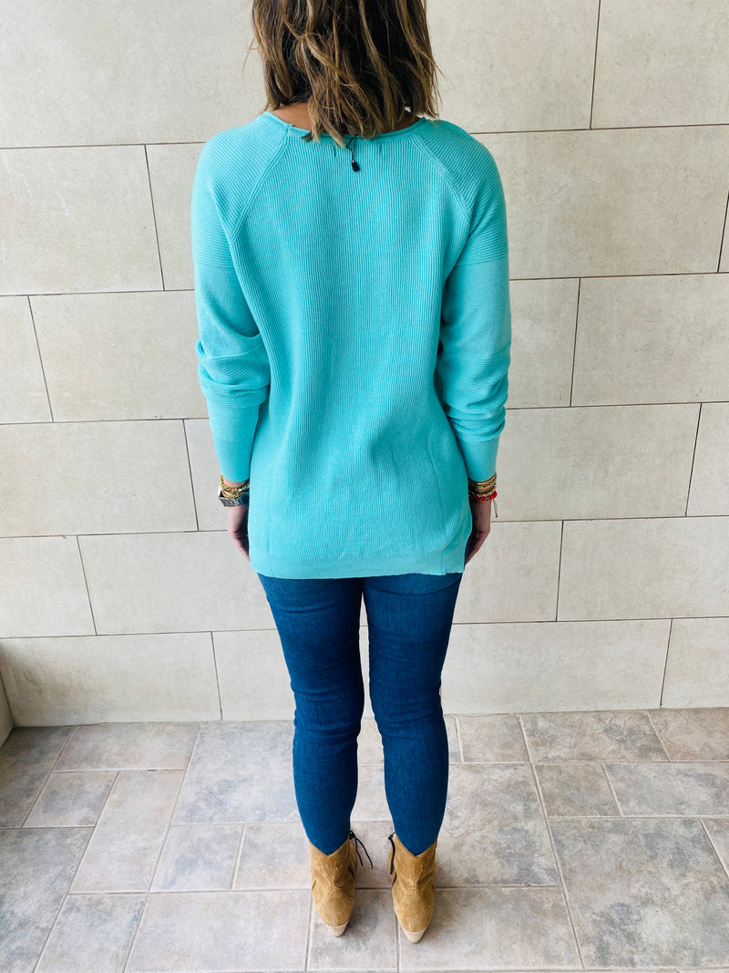 Turquoise Light Knit Pullover