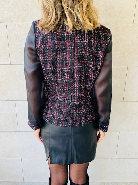 Burgundy Coco Tweed Top