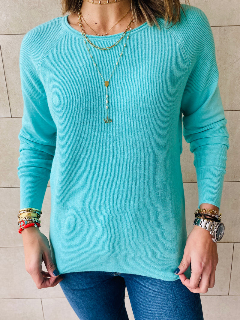 Turquoise Light Knit Pullover