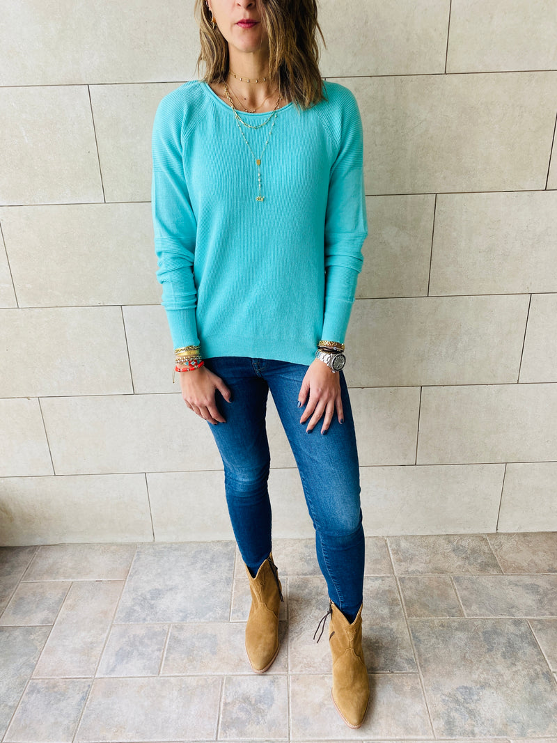 Turquoise Light Knit Pullover