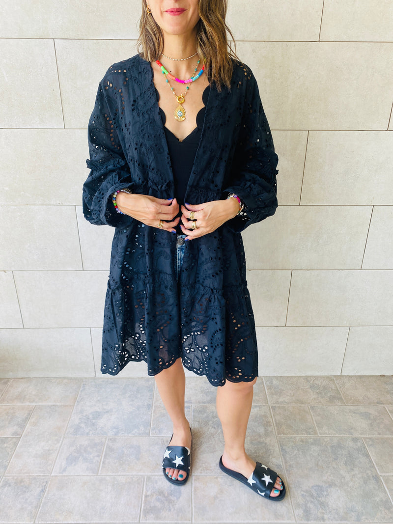 Black Anglaise Kimono