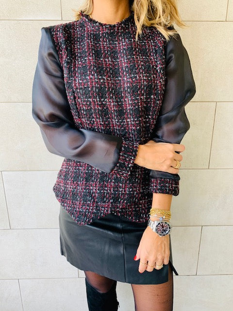 Burgundy Coco Tweed Top