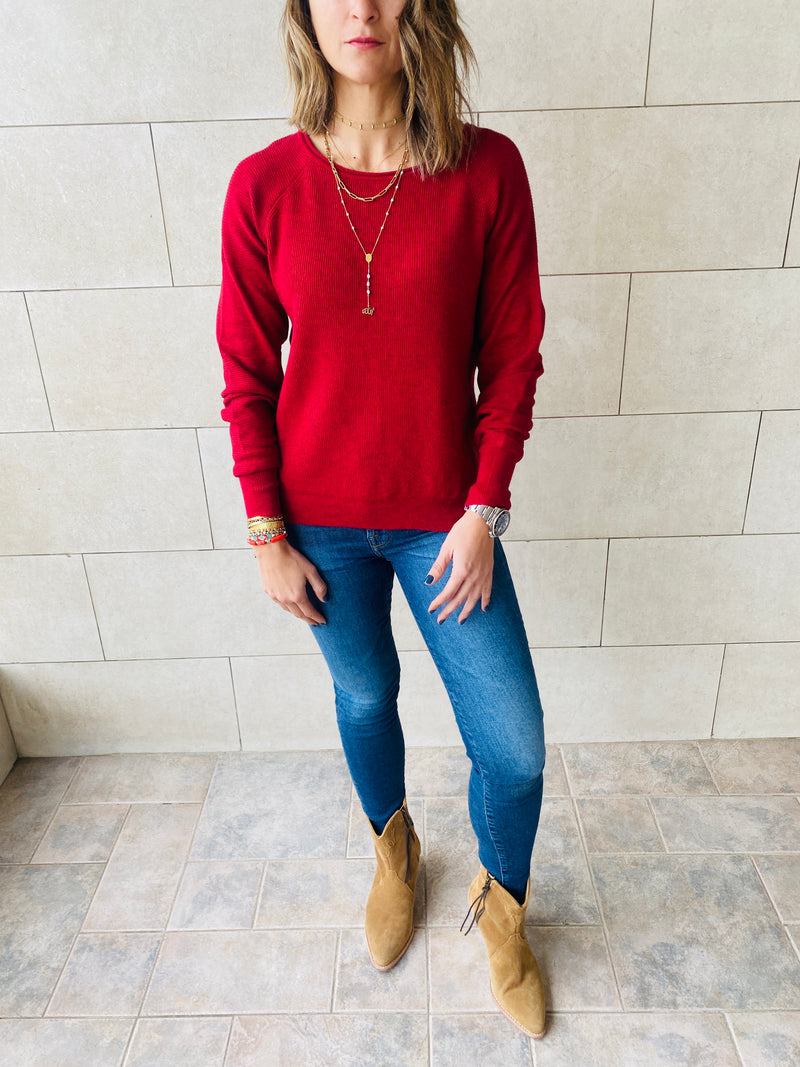 Burgundy Light Knit Pullover