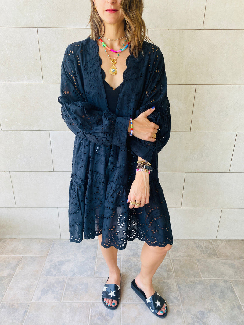Black Anglaise Kimono
