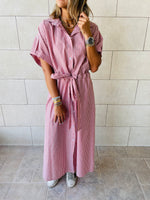 Pinstripe Printed Shirt Dress
