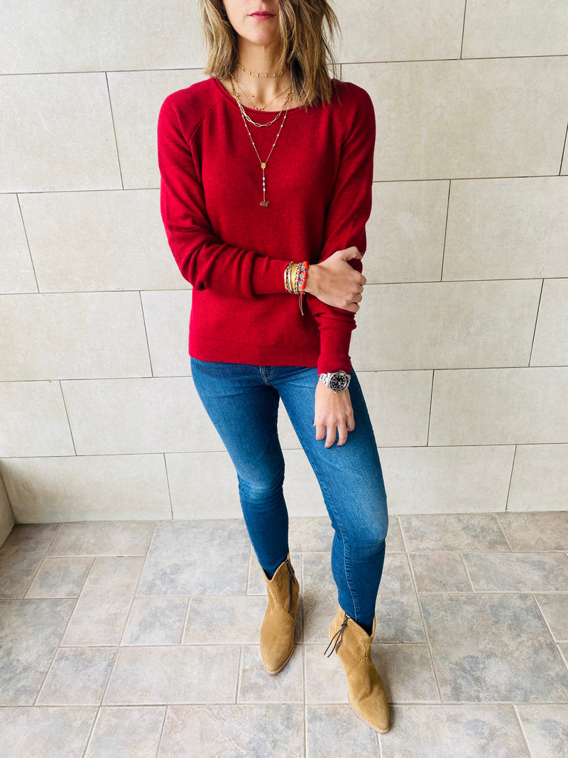 Burgundy Light Knit Pullover