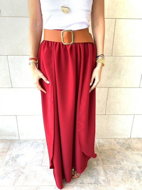 Burgundy Fold-Over Skirt