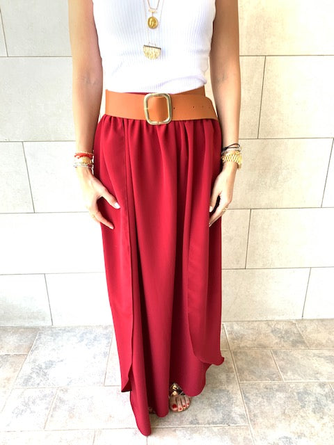 Burgundy Fold-Over Skirt
