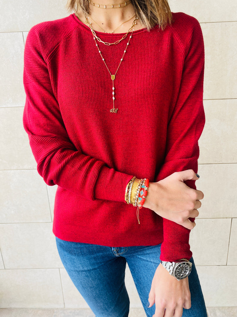 Burgundy Light Knit Pullover