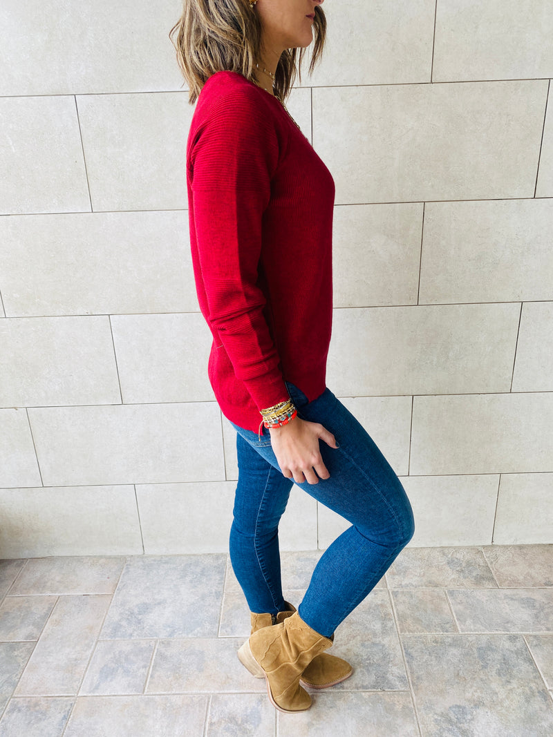 Burgundy Light Knit Pullover