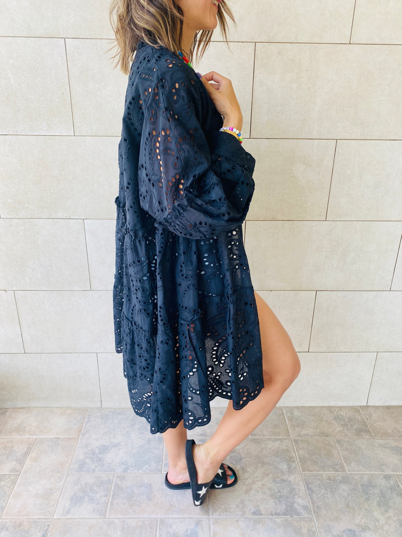 Black Anglaise Kimono