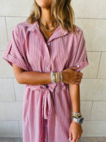 Pinstripe Printed Shirt Dress