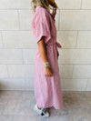 Pinstripe Printed Shirt Dress