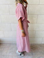 Pinstripe Printed Shirt Dress