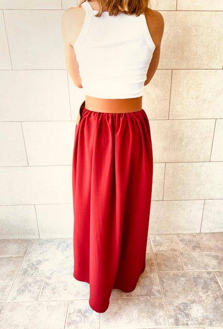 Burgundy Fold-Over Skirt