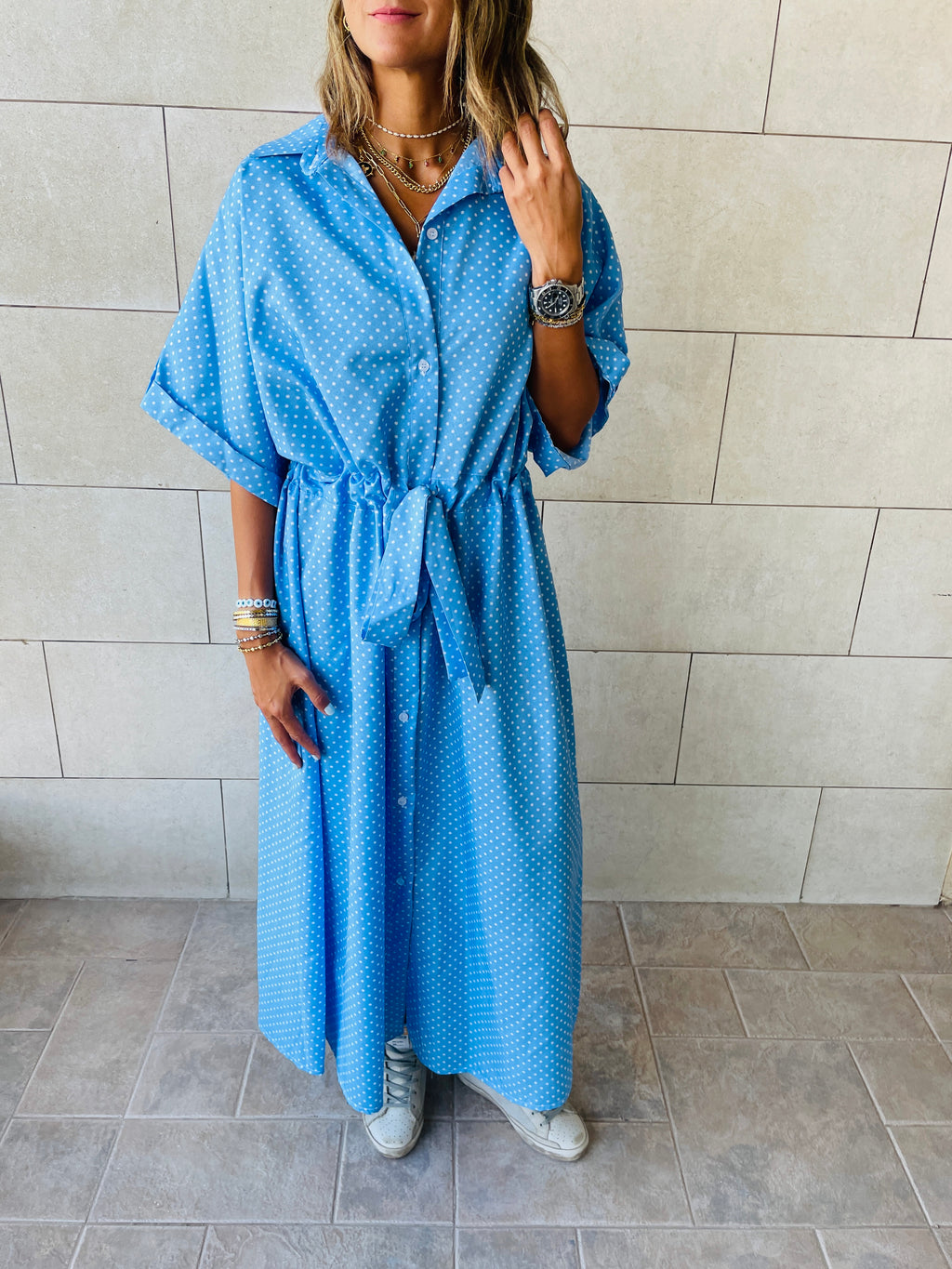 Polka Printed Shirt Dress