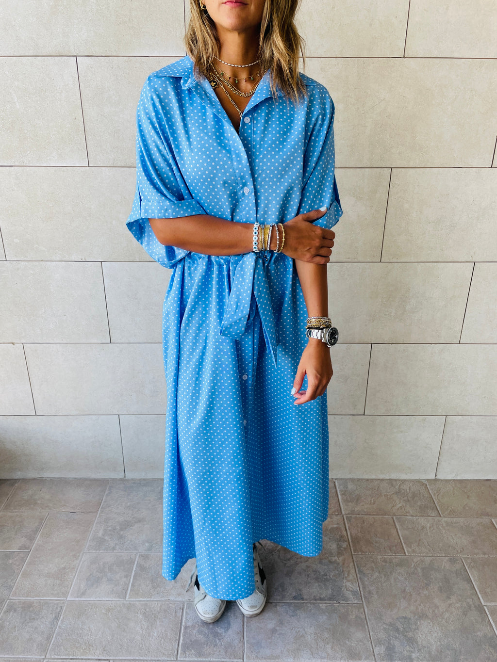 Polka Printed Shirt Dress