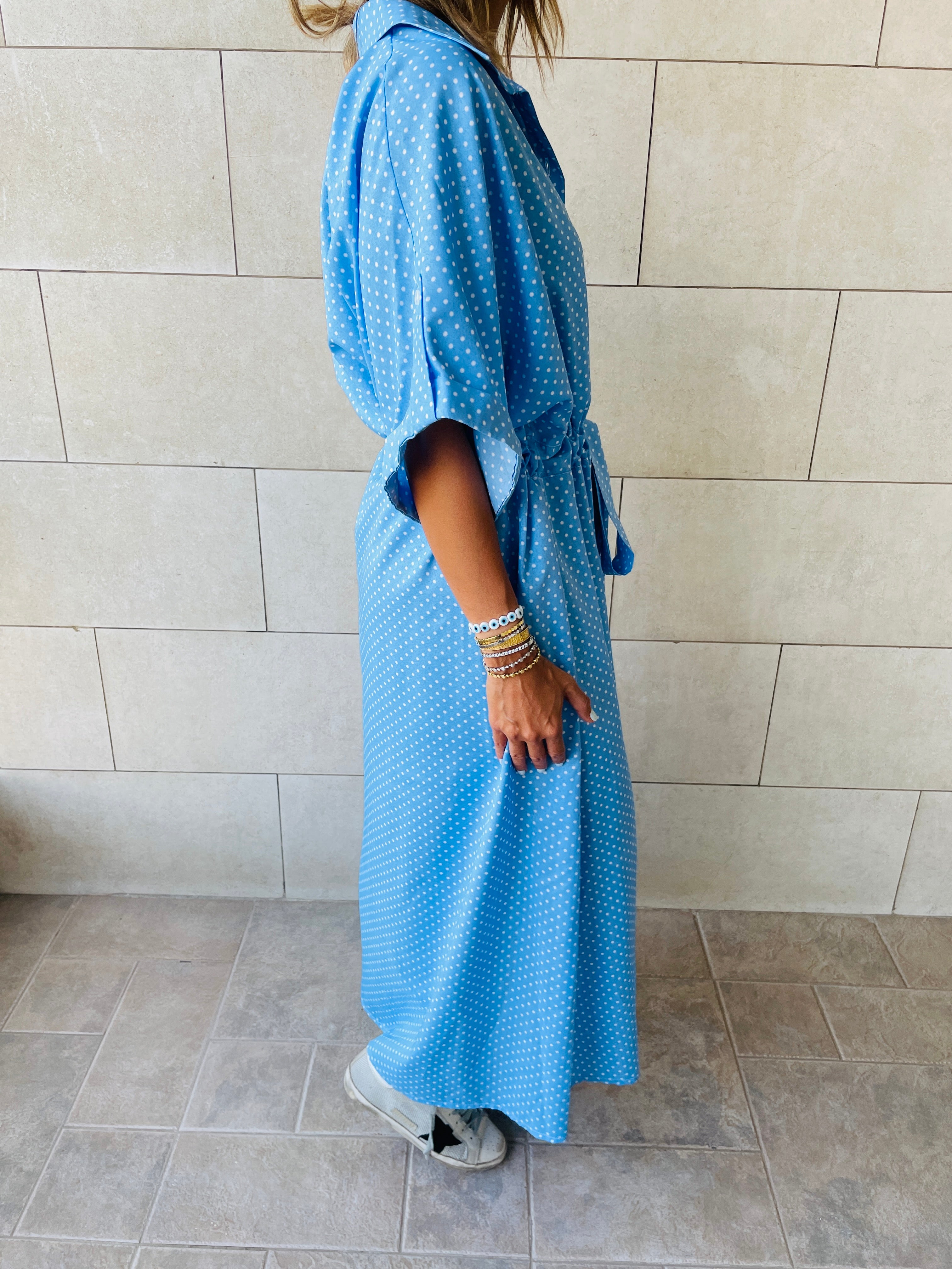 Polka Printed Shirt Dress