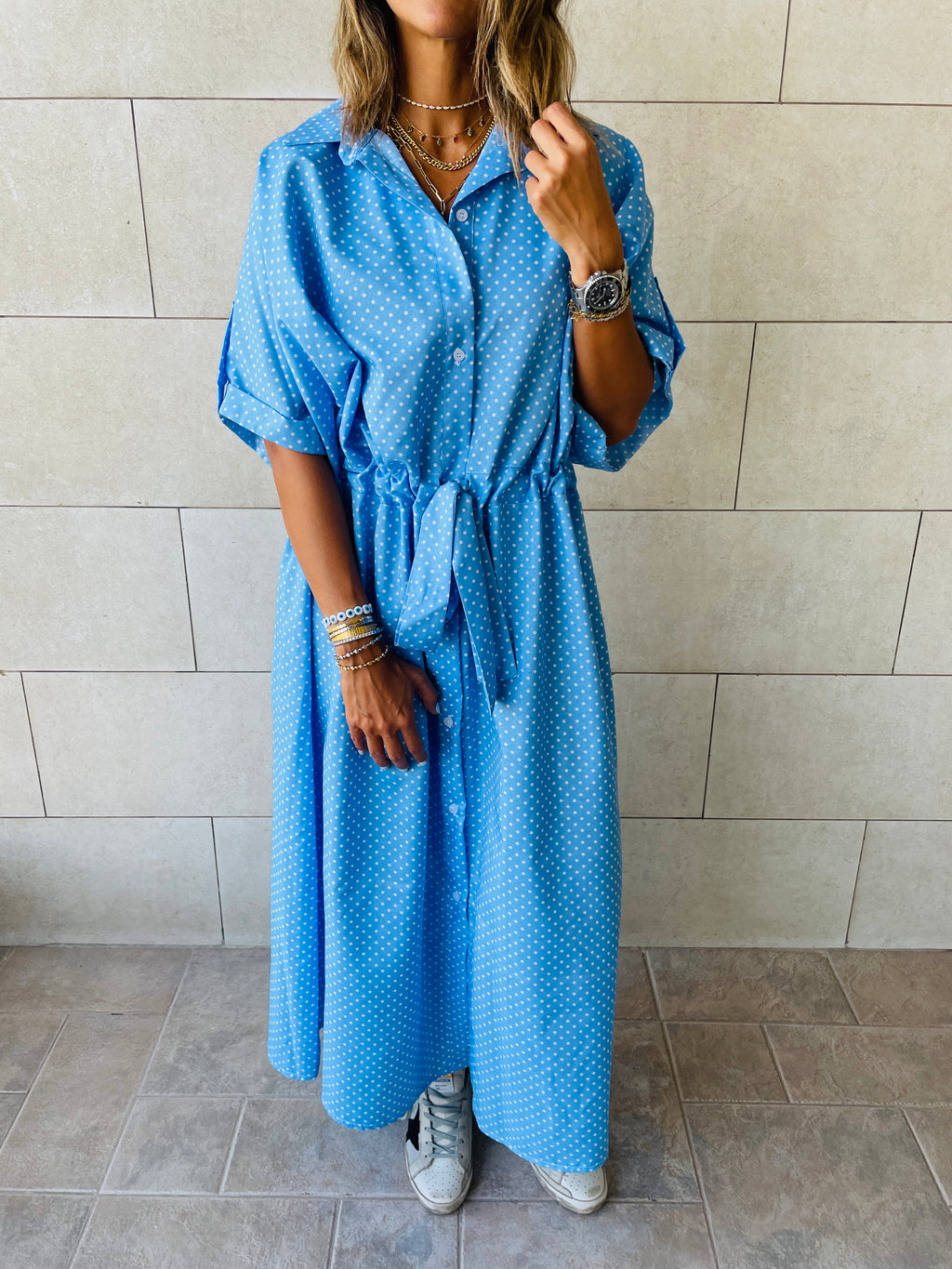 Polka Printed Shirt Dress