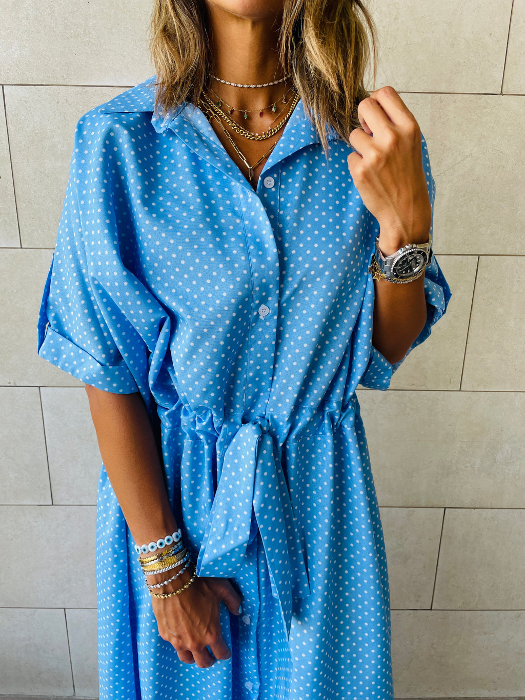 Polka Printed Shirt Dress