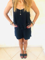 Black Lace Trim Playsuit