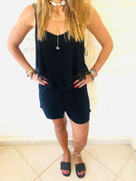 Black Lace Trim Playsuit