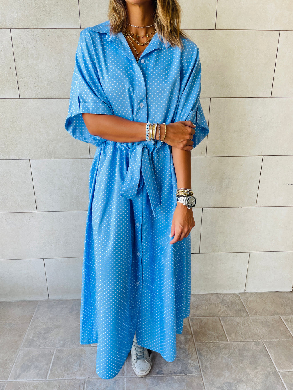 Polka Printed Shirt Dress