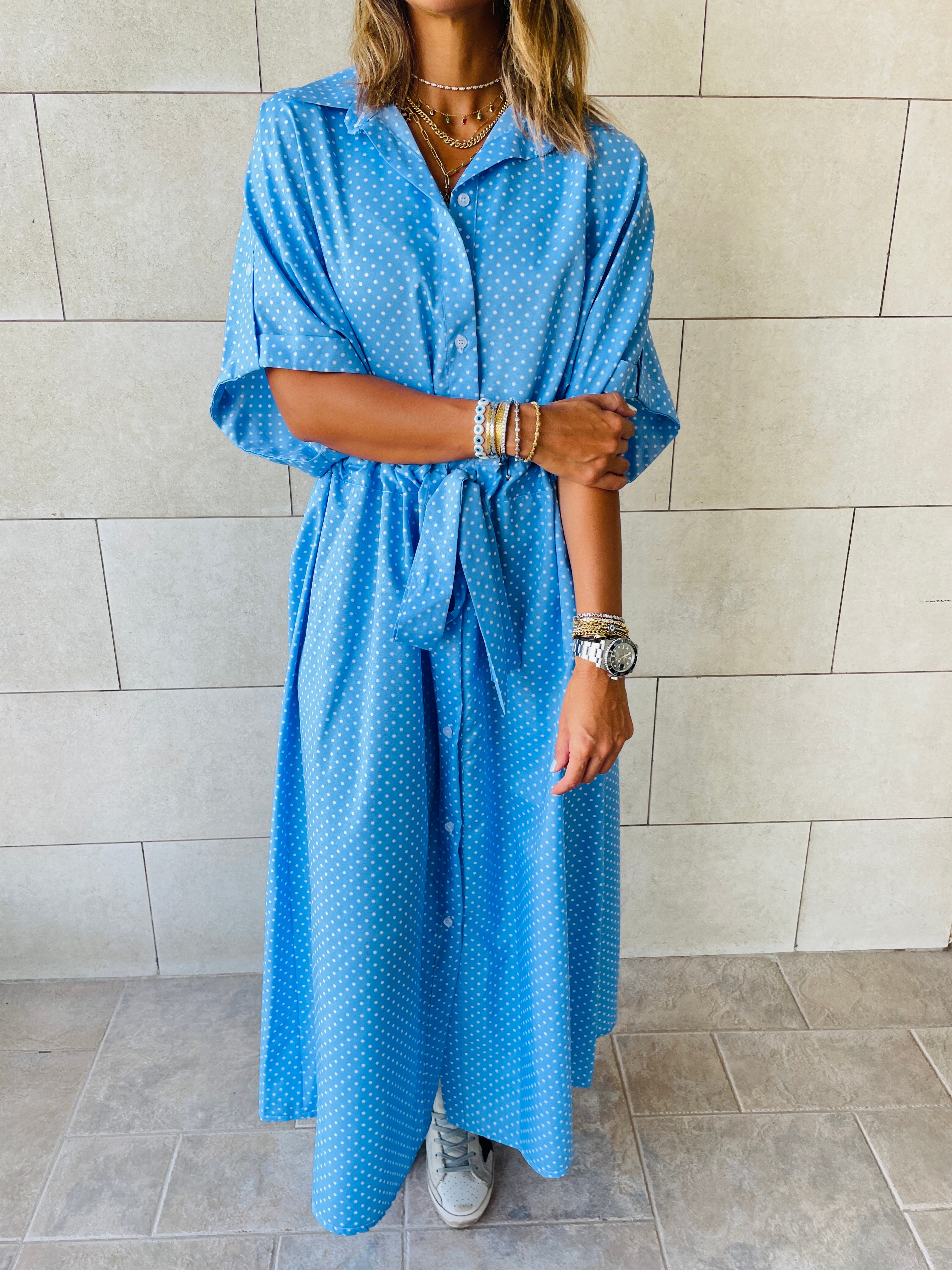 Polka Printed Shirt Dress