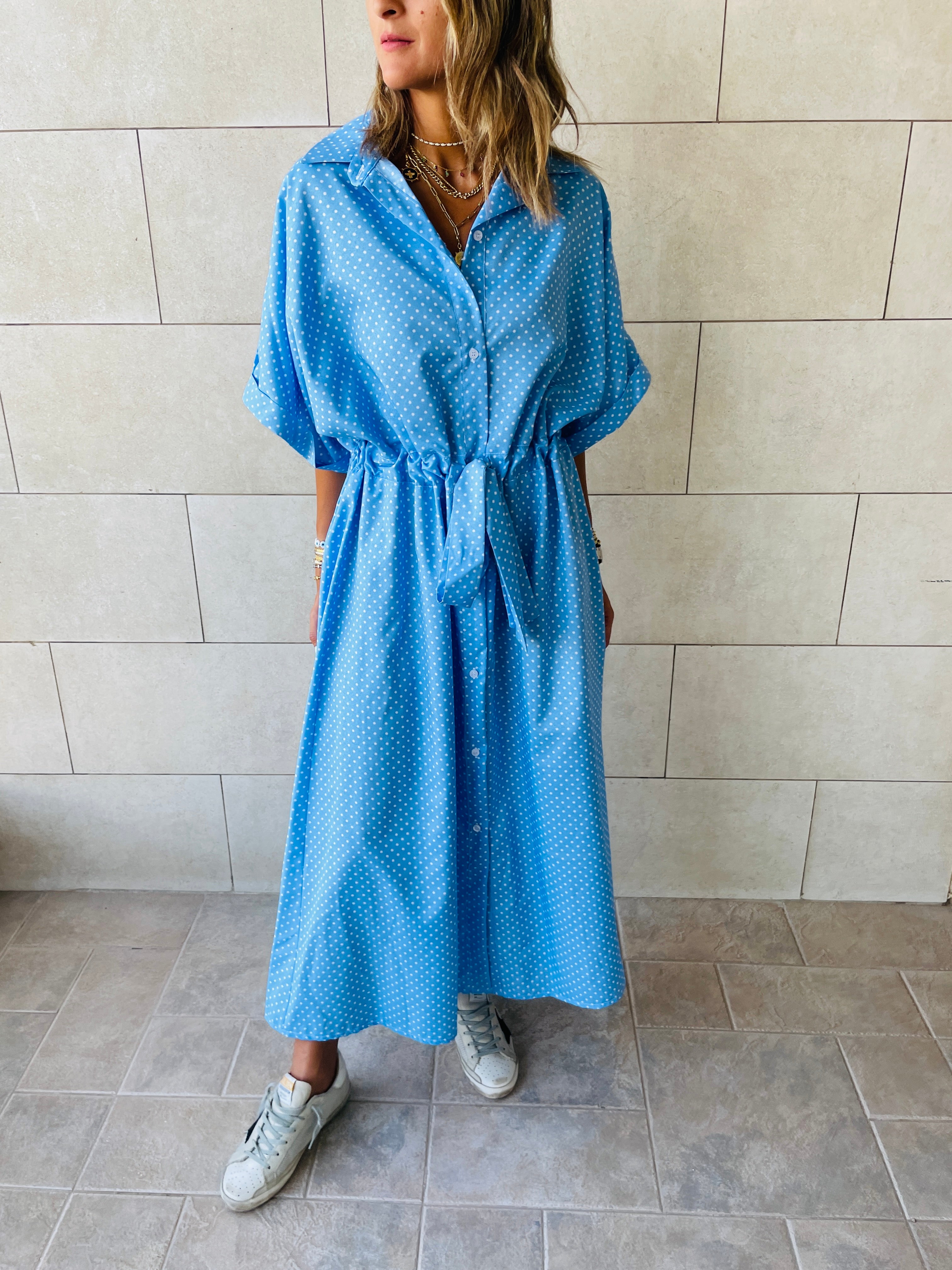 Polka Printed Shirt Dress