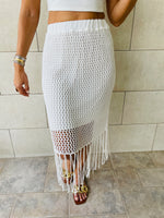 White Crochet Tassel Beach Skirt