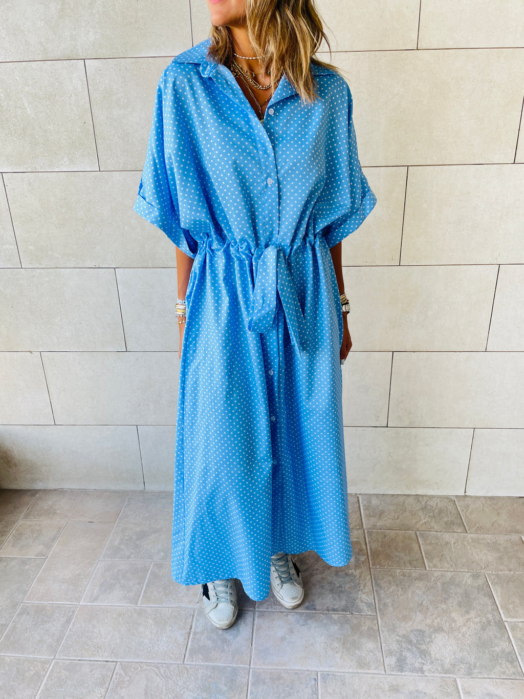 Polka Printed Shirt Dress