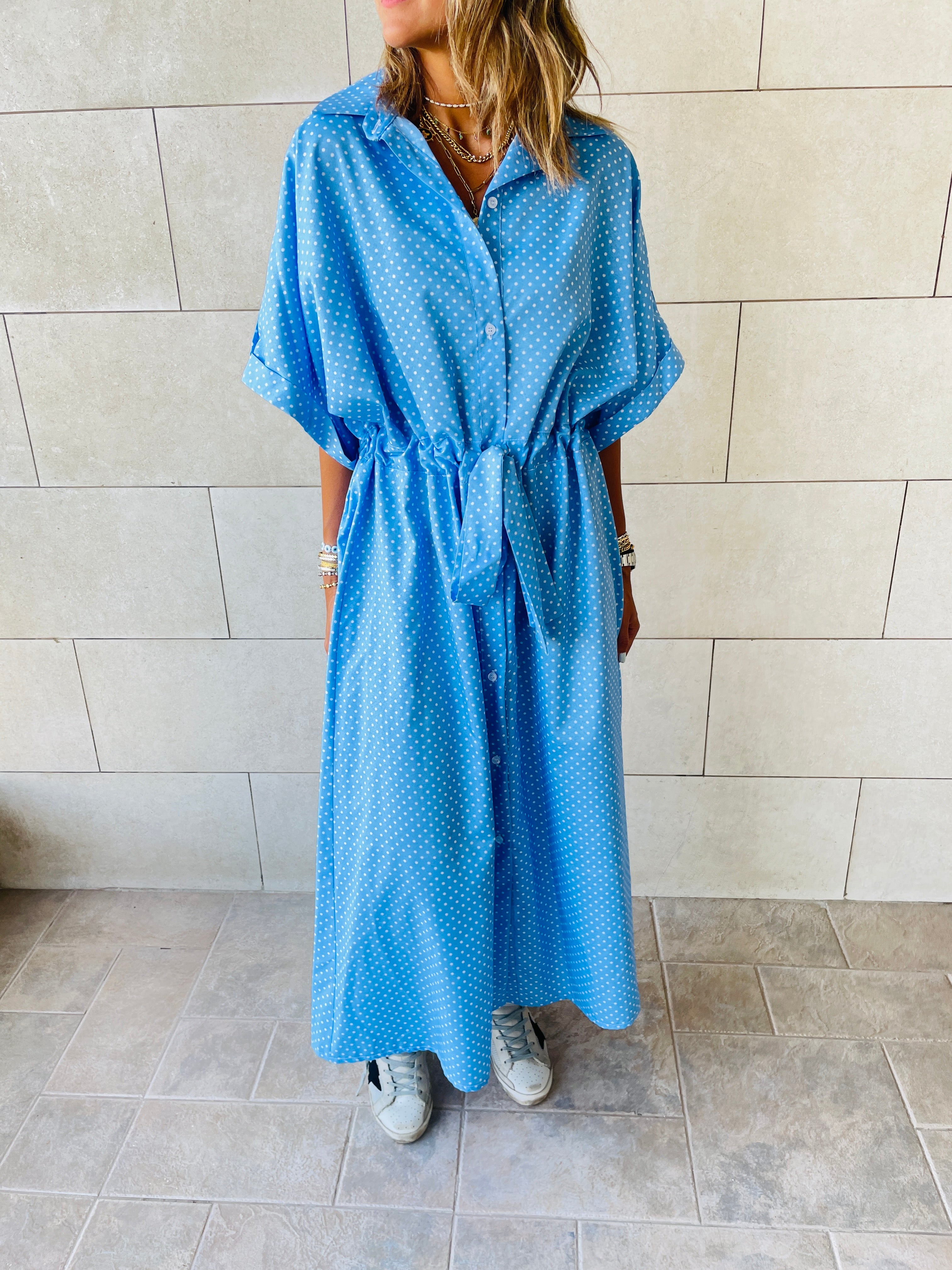 Polka Printed Shirt Dress