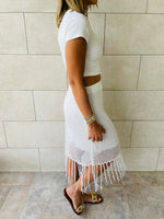 White Crochet Tassel Beach Skirt
