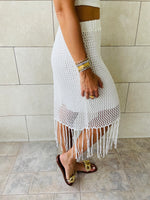 White Crochet Tassel Beach Skirt