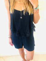 Black Lace Trim Playsuit