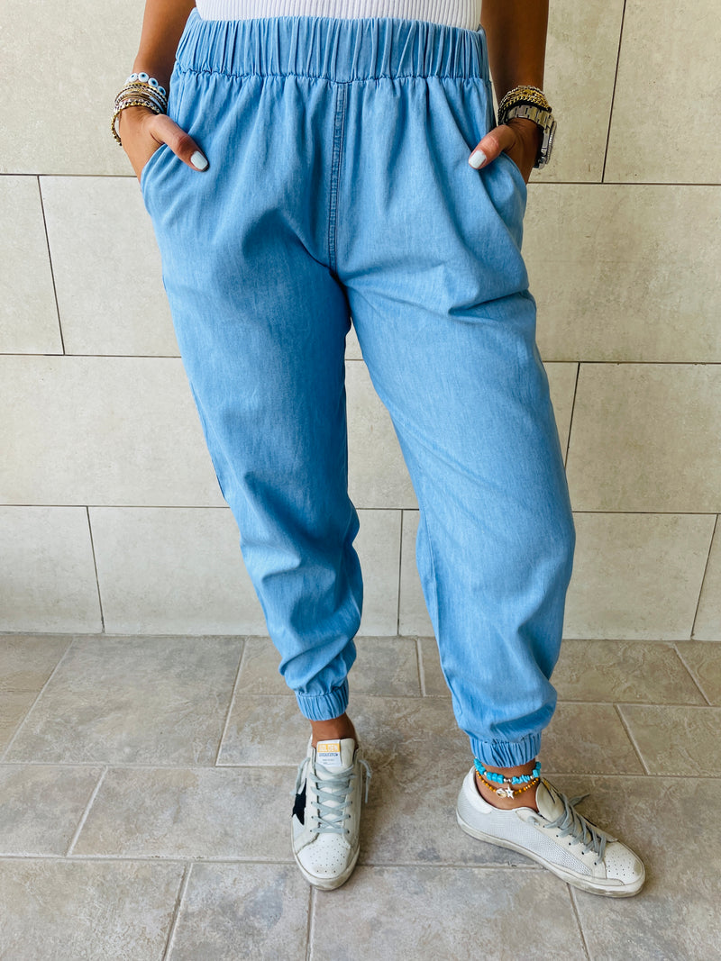 Denim Jogger Pants