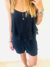 Black Lace Trim Playsuit