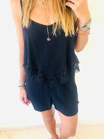 Black Lace Trim Playsuit