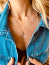 Silver Diamante Key Necklace