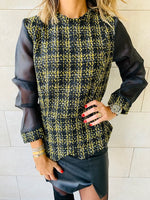 Yellow Coco Tweed Top