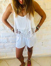 White Lace Trim Playsuit
