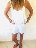 White Lace Trim Playsuit