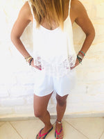 White Lace Trim Playsuit