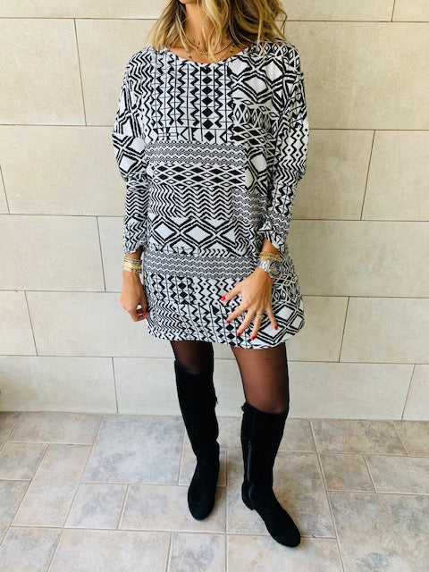 Monochrome Tribal Knit Tunic