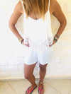 White Lace Trim Playsuit