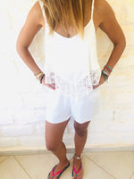 White Lace Trim Playsuit