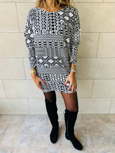 Monochrome Tribal Knit Tunic