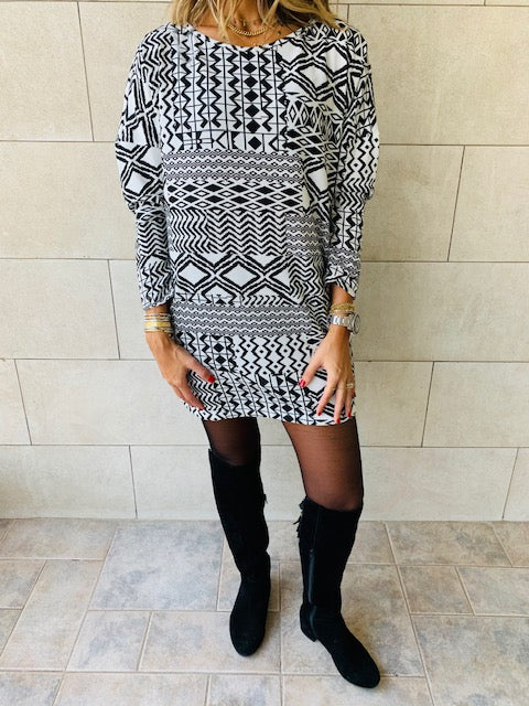 Monochrome Tribal Knit Tunic